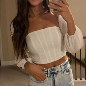 White Off the Shoulder Peasant Top- Wild Fable